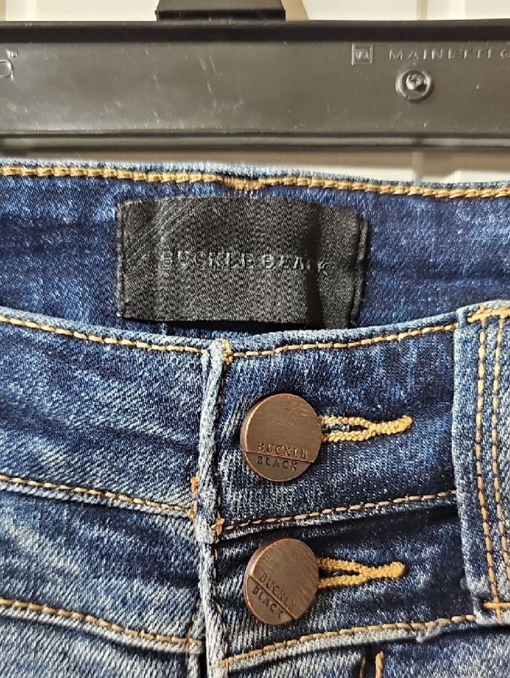 Buckle Black Shape & Smoothing Distressed Blue Denim Jean Shorts - Picture 3 of 5